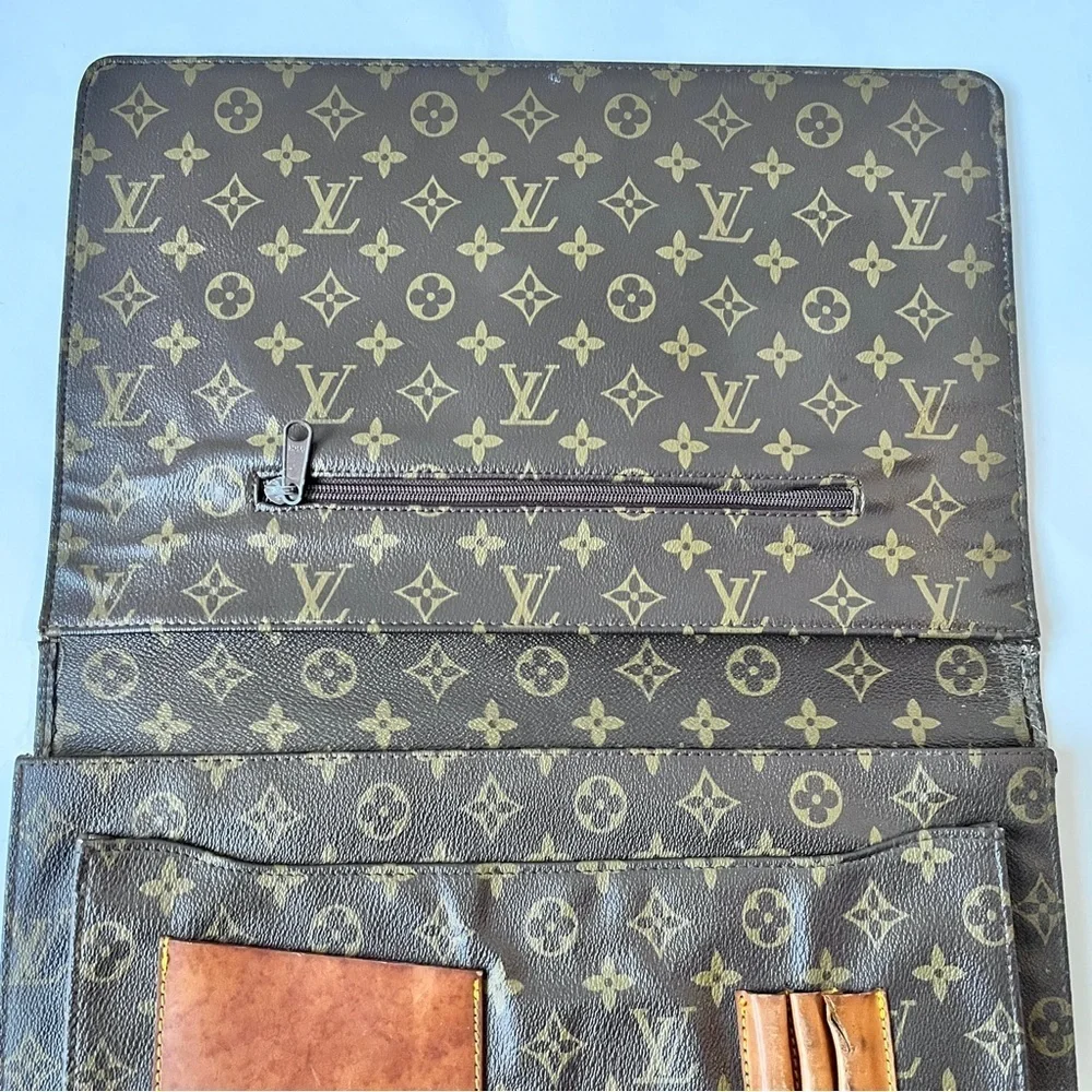 Louis Vuitton Vintage 80s Monogram Document Folding Laptop Portfolio Clutch
